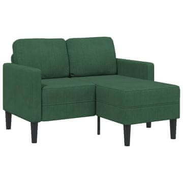 Vidaxl 2-sedežni kavč z ležiščem v obliki črke L temno zelena 125 cm platno