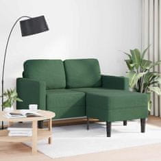 Vidaxl 2-sedežni kavč z ležiščem v obliki črke L temno zelena 125 cm platno