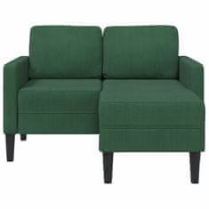 Vidaxl 2-sedežni kavč z ležiščem v obliki črke L temno zelena 125 cm platno