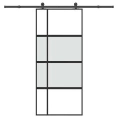 Vidaxl Drsna vrata z opremo 90x205 cm kaljeno steklo in aluminij