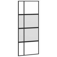 Vidaxl Drsna vrata z opremo 90x205 cm kaljeno steklo in aluminij