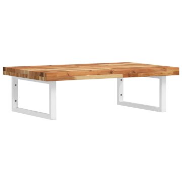 Vidaxl Stenska polica za umivalnik jeklo in trden akacijev les