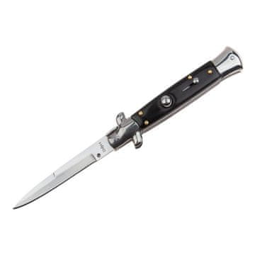 BSH STILETTO klasični vzmetni nož ITALIJA z medeninastimi elementi, črn, 22 cm, T-495