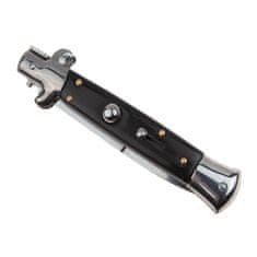 BSH STILETTO klasični vzmetni nož ITALIJA z medeninastimi elementi, črn, 22 cm, T-495