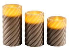 Weltbild LED voščene sveče Twist, rjave barve, komplet 3