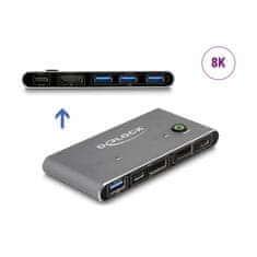 Delock KVM stikalo 2x1 DisplayPort/USB TipC 8K 18646