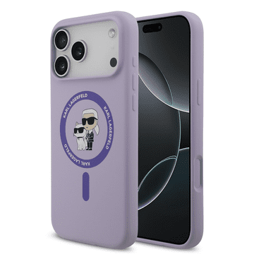 Karl Lagerfeld Originalen ovitek MagSafe iPhone 17 Pro Max - Karl and Choupette - vijola - KLHMP17XSCMKCRHU