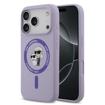 Karl Lagerfeld Originalen ovitek MagSafe iPhone 17 Pro - Karl and Choupette - vijola - KLHMP17LSCMKCRHU