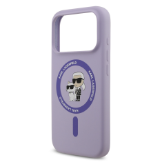 Karl Lagerfeld Originalen ovitek MagSafe iPhone 17 Pro - Karl and Choupette - vijola - KLHMP17LSCMKCRHU