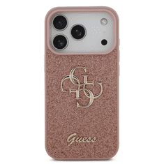 Guess GUHCP17LHG4SGP silikonski ovitek za iPhone 17 Pro - roza z bleščicami in zlatim logom