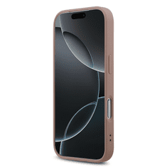 Guess GUHCP17LHG4SGP silikonski ovitek za iPhone 17 Pro - roza z bleščicami in zlatim logom