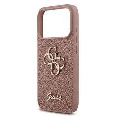 Guess GUHCP17LHG4SGP silikonski ovitek za iPhone 17 Pro - roza z bleščicami in zlatim logom