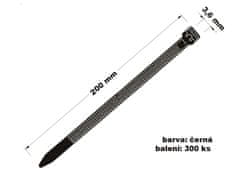 LAALU.cz Komplet 300 okraskov: 3,6 x 200 mm črn trak