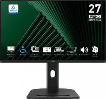 MSI Zaslon PRO MP275QPG / 27" / WQHD / IPS / 100Hz / 1ms (MPRT) / črn - nastavljiv po višini