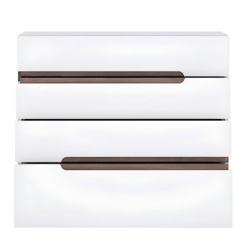 KONDELA Komoda Lynatet 44 - bela / bela visoki sijaj / hrast sonoma tartuf