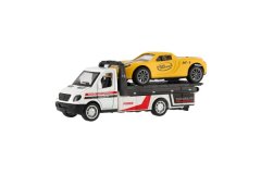 Teddies Avto vlečni tovornjak + avto kovina/plastenke 11cm za raztezanje nazaj mešanica vrst