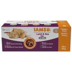 IAMS Kapsula Delights Adult morsko in kopensko meso v želeju 4080g (48x85g)