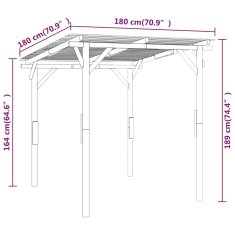 Vidaxl Vrtni nadstrešek impregnirana borovina 180x180x189 cm