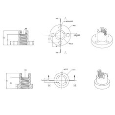 Start3Dprint 2kosa T8 TR8x8 protizračna medeninasta trapezna matica s prirobnico