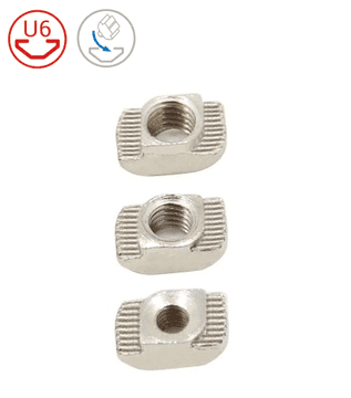Start3Dprint 50kosov M3 Kladivasta matica za utor 6 LKC, nikljano jeklo, primerna za 6 mm utor