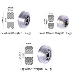 Start3Dprint 4kosi Majhno črno plastično kolesce POM za aluminijasti profil V-Slot, 15.3 x 8.8 x 4.9 mm