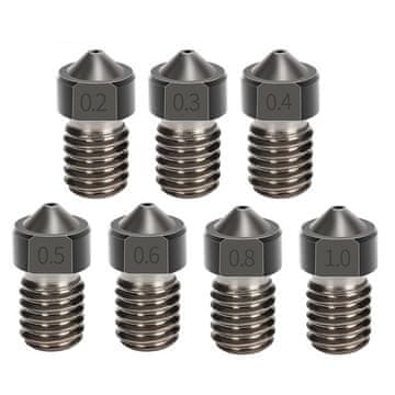 Start3Dprint 2kosa 0,6 mm utrjena jeklena šoba za filament 1,75 mm - navoj M6, visoka temperatura, odporna na obrabo