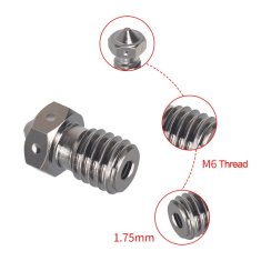 Start3Dprint 2kosa Šoba iz titanove zlitine 0,4 mm za filament 1,75 mm, navoj M6, za visoke temperature