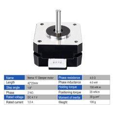 Start3Dprint Nema 17 koračni motor 23mm 1A s konektorjem in kablom - Kompaktna preciznost za 3D tiskalnike, CNC in robotiko