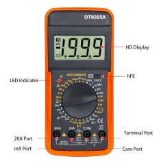 Start3Dprint DT9205A digitalni multimeter z torbo - LCD zaslon, večnamensko merjenje
