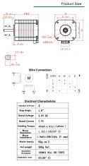 Start3Dprint Nema 17 bipolarni koračni motor HD6412-06 2A z 800 mm kablom in 480mN.cm zadrževalnim navorom