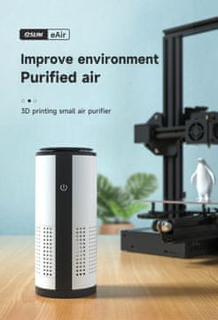 Start3Dprint eSun mini prenosni akumulatorski čistilec zraka - trislojni HEPA filter, polnjenje prek USB, kompaktna zasnova