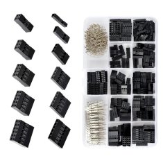 Start3Dprint Komplet Dupont konektorjev 2,54 mm - 620 kosov, črna plastika, združljivo z 18-26AWG