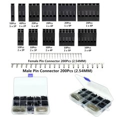 Start3Dprint Komplet Dupont konektorjev 2,54 mm - 620 kosov, črna plastika, združljivo z 18-26AWG