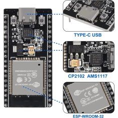 Start3Dprint ESP-WROOM-32 Type-C IoT modul - Dvojno jedro, Wi-Fi in Bluetooth, 38 pinov