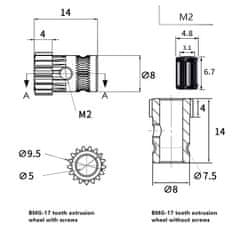 Start3Dprint Dvojni zobnik z ležaji in osjo za BMG ekstruder - kaljeno jeklo