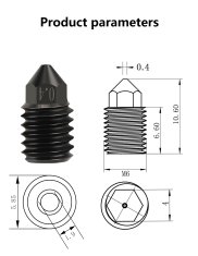 Start3Dprint 5kosov 0.4mm Medeninaste šobe za 3D tiskalnike Bambu Lab X1 Carbon &amp; P1P, M6, filament 1,75 mm