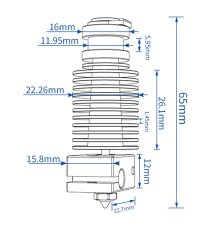 Start3Dprint V6 HotEnd Kratki Bowden komplet iz aluminija 1,75 mm z M7 grlom in 0,4 mm šobo
