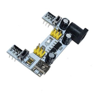 Start3Dprint MB-102 napajalni modul za brezspajkalno ploščo - Dvojni izhod, 3,3V/5V, USB priključek - Bela