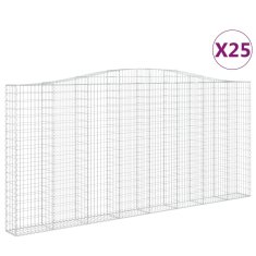 Vidaxl Obokane gabion košare 25 kos 400x30x180/200 cm pocinkano železo