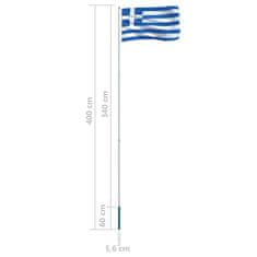 Vidaxl Zastava Grčije in aluminijast zastavni drog 4 m