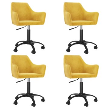Vidaxl Vrtljivi jedilni stoli 4 kosi gorčično rumen žamet