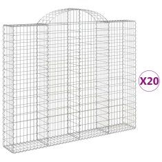Vidaxl Obokane gabion košare 20kosov 200x30x160/180cm pocinkano železo