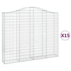 Vidaxl Obokane gabion košare 15kosov 200x30x160/180cm pocinkano železo