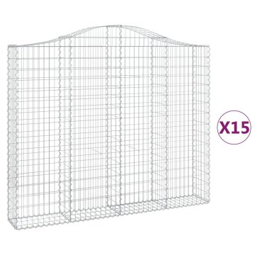 Vidaxl Obokane gabion košare 15kosov 200x30x160/180cm pocinkano železo