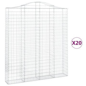 Vidaxl Obokane gabion košare 20kosov 200x30x220/240cm pocinkano železo