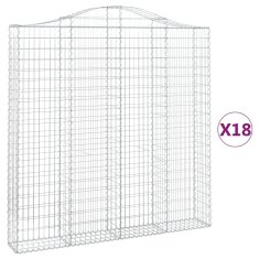 Vidaxl Obokane gabion košare 18kosov 200x30x200/220cm pocinkano železo