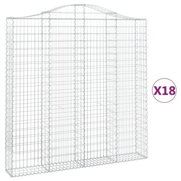 Vidaxl Obokane gabion košare 18kosov 200x30x200/220cm pocinkano železo