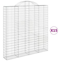 Vidaxl Obokane gabion košare 15kosov 200x30x200/220cm pocinkano železo