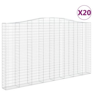 Vidaxl Obokane gabion košare 20kosov 400x50x220/240cm pocinkano železo