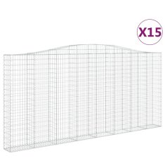 Vidaxl Obokane gabion košare 15kosov 400x30x180/200cm pocinkano železo